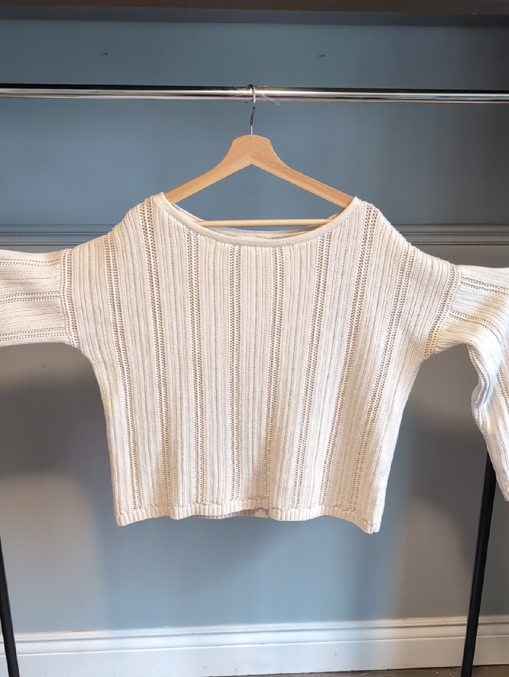 Reitmans Open-Knit Ribbed Sweater in Ivory